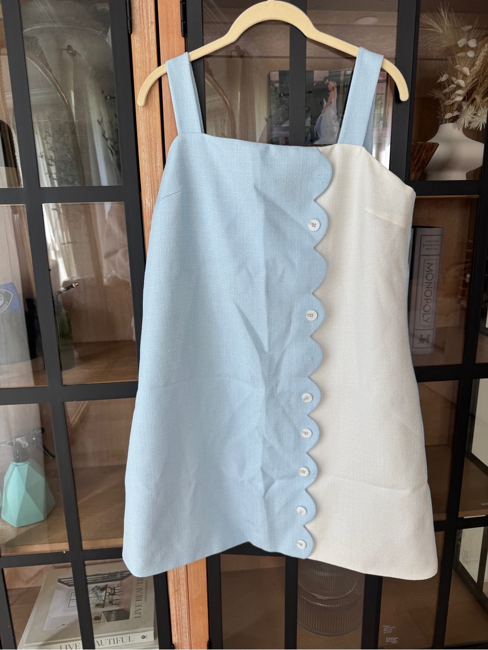 SSYS Isabelle Scalloped mini dress colorblock side sleeveless contrast pastel - Picture 2 of 7